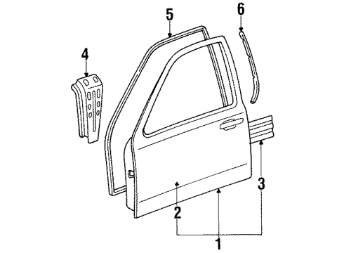 1993 Lincoln Town Car Regulator - Window - Less Motor Diagram for F2VY-5423208-A