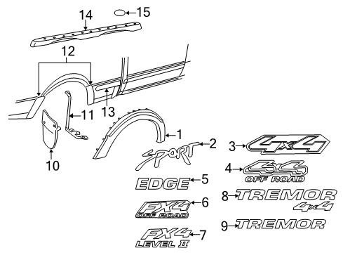 2008 Ford Ranger Exterior Trim - Pick Up Box Diagram