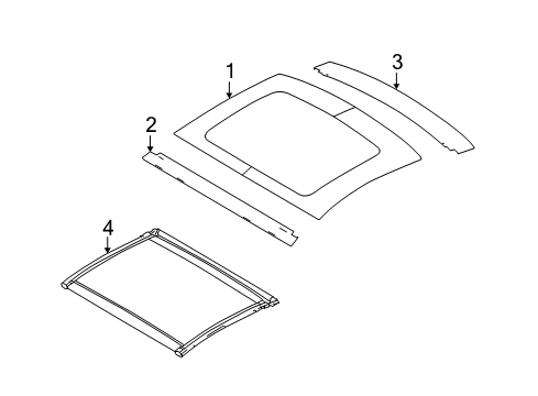 2014 Ford Mustang Roof - Glass & Hardware Diagram