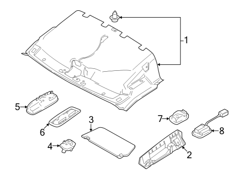 2023 Ford E-Transit Interior Trim - Roof Diagram