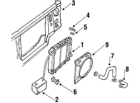 1986 Ford F-350 Radiator, Water Pump, Fan, Hoses Diagram