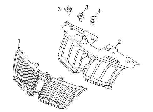 2011 Lincoln MKS Grille & Components Diagram