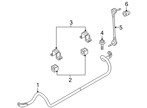 2011 Lincoln MKS Stabilizer Bar & Components - Front Diagram