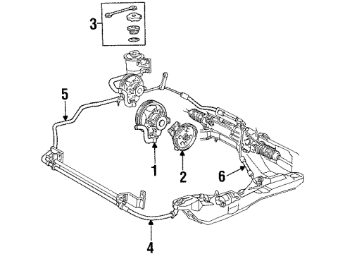 1998 Mercury Sable P/S Pump & Hoses, Steering Gear & Linkage Diagram