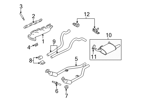 2010 Ford Mustang Exhaust Components, Exhaust Manifold Diagram