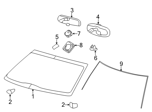 2012 Ford F-150 Windshield Glass, Reveal Moldings Diagram