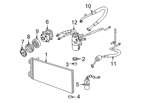 2007 Lincoln Mark LT A/C Condenser, Compressor & Lines Diagram