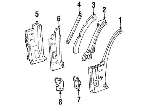 1999 Lincoln Town Car Reinforcement - Cowl Side Panel Diagram for F8AZ-54204A06-AA