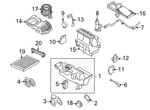 2016 Ford Special Service Police Sedan A/C Evaporator & Heater Components Diagram