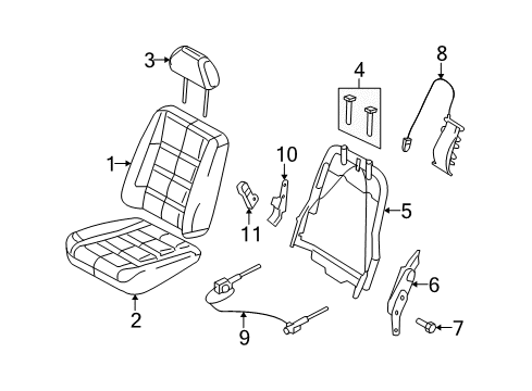 2007 Ford Freestyle Seat Cushion Cover Assembly Diagram for 5F9Z-7462901-AAA