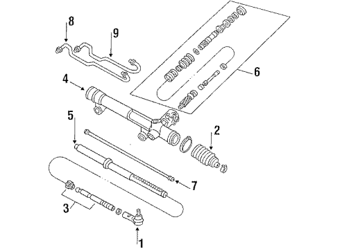 1990 Mercury Sable P/S Pump & Hoses, Steering Gear & Linkage Diagram