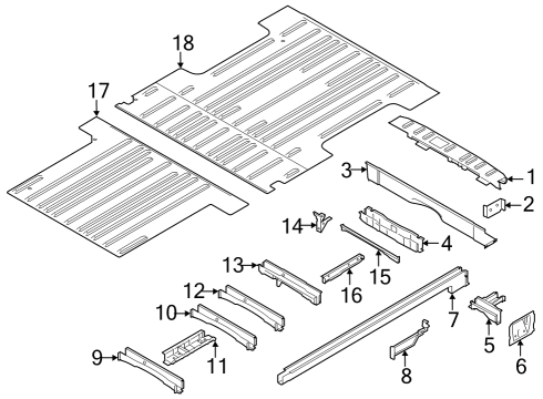 2023 Ford E-Transit Rear Floor & Rails Diagram