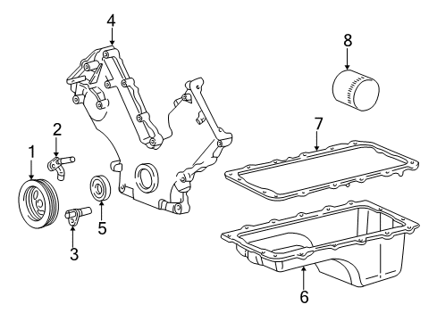 1999 Ford Expedition Engine Parts, Mounts, Cylinder Head & Valves, Camshaft & Timing, Oil Pan, Oil Pump, Crankshaft & Bearings, Pistons, Rings & Bearings Diagram