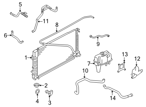 2007 Mercury Mariner Radiator & Components Diagram