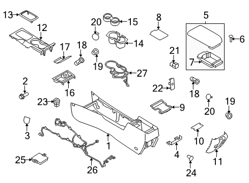 2011 Mercury Milan Panel Assembly - Console Diagram for 9N7Z-54045A76-BA