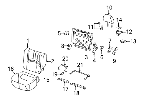 2009 Mercury Mariner Head Rest Assembly Diagram for 8E6Z-78611A08-DA