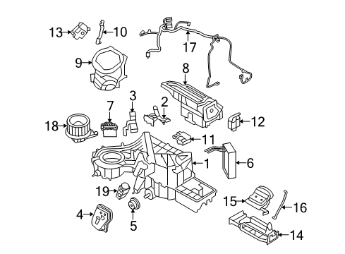 2012 Ford F-150 A/C Evaporator & Heater Components Diagram