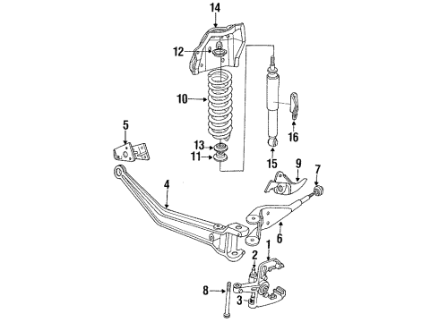 1991 Ford Ranger Front Suspension Components, Stabilizer Bar Diagram