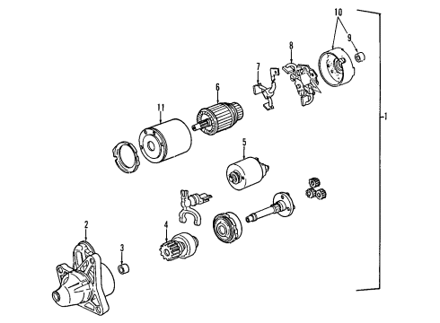 1993 Ford Probe Starter Motor Assembly Diagram for F32Z11002B