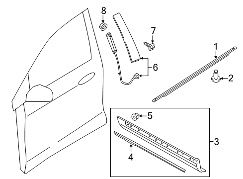 2017 Lincoln MKX Exterior Trim - Front Door Diagram