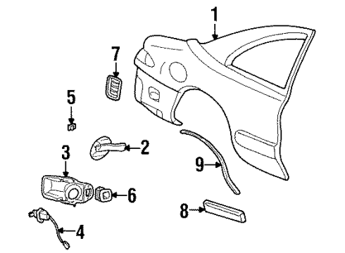 1994 Lincoln Mark VIII Grille - Air Inlet Diagram for F7OZ-54280B62-AA