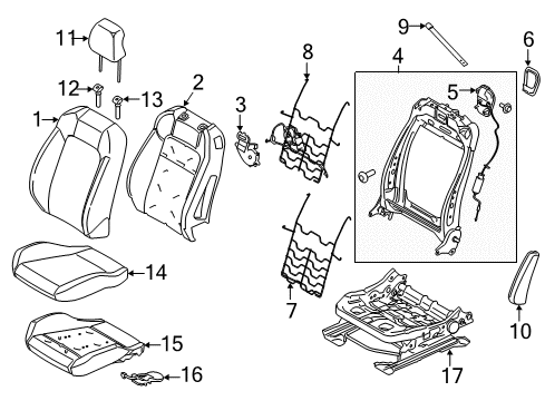 2016 Ford Mustang COVER ASY - SEAT BACK Diagram for FR3Z-6364417-ED