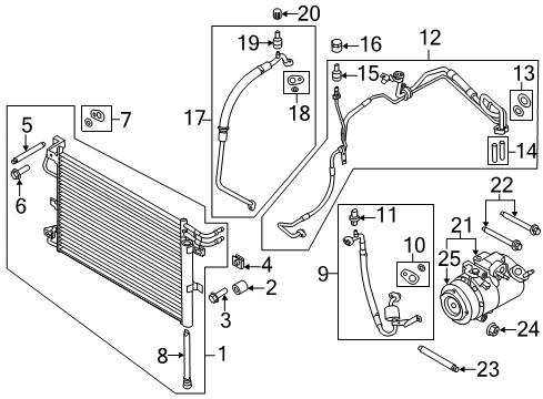 2014 Ford Explorer A/C Condenser, Compressor & Lines Diagram