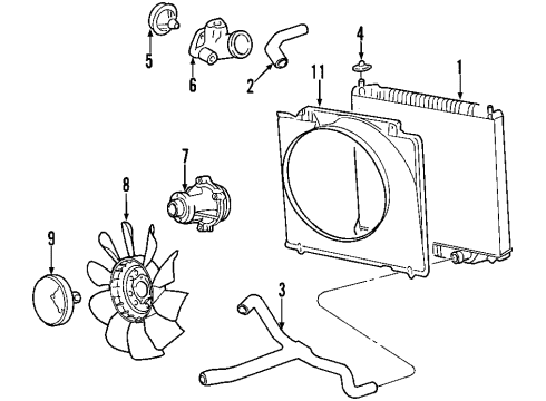 2001 Ford F-250 Super Duty Cooling System, Radiator, Water Pump, Cooling Fan Diagram