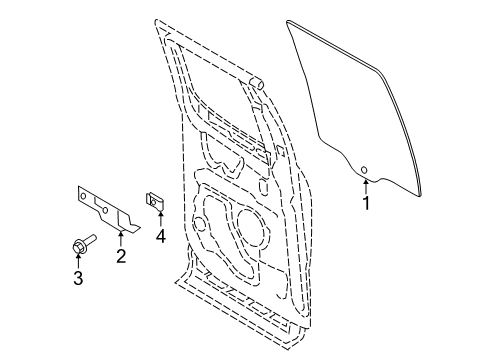 2019 Ford F-350 Super Duty Rear Door - Glass & Hardware Diagram