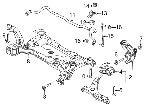 2016 Lincoln MKC Front Suspension, Control Arm, Stabilizer Bar Diagram 1 - Thumbnail