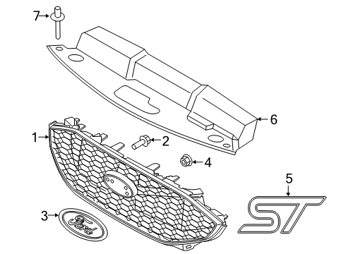 2019 Ford Edge Grille & Components Diagram