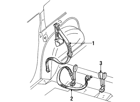 1997 Ford Contour Seat Belt Assembly Diagram for F6RZ-54611B09-AAD