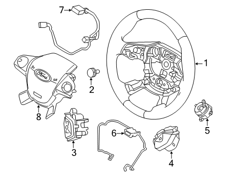 2014 Ford Focus Steering Wheel Assembly Diagram for BM5Z-3600-NA