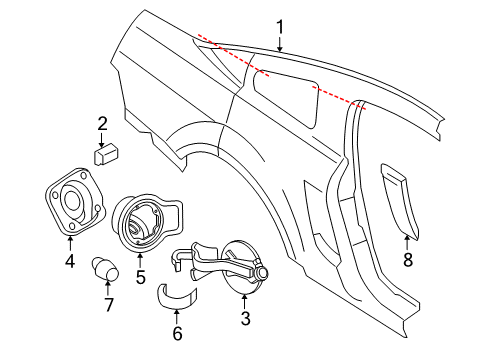 2005 Ford Mustang Quarter Panel & Components Diagram