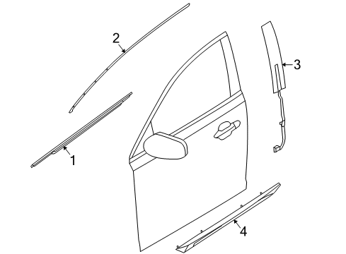 2011 Lincoln MKS Exterior Trim - Front Door Diagram