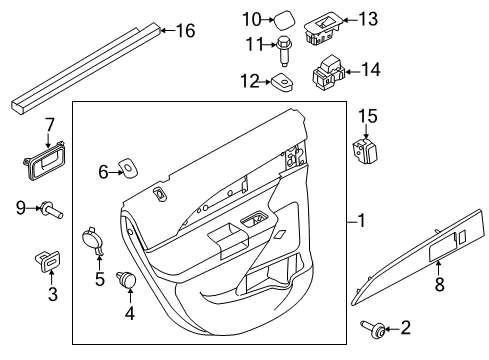 2011 Lincoln MKX Interior Trim - Rear Door Diagram