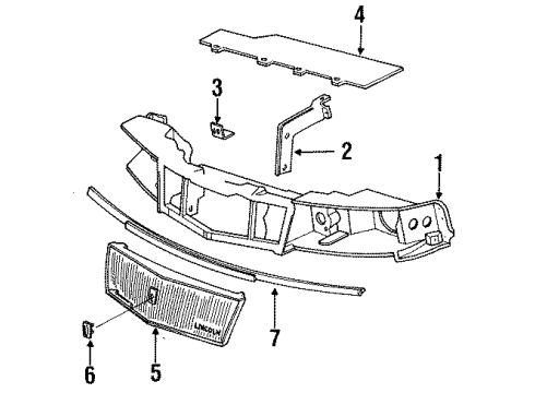 1992 Lincoln Continental Grille Radiator Diagram for F1OY8200A