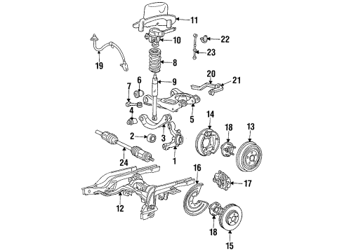 1991 Mercury Cougar Brake Back Plate Assembly Diagram for E9SZ2212A