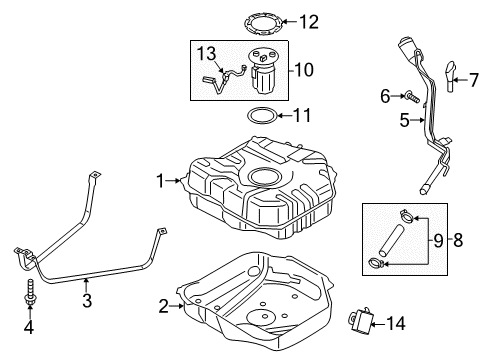 2013 Ford C-Max Fuel Tank Assembly Diagram for FV6Z-9002-E