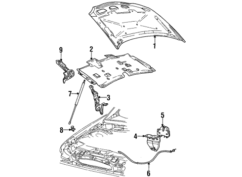 1997 Ford Taurus HOOD ASY Diagram for F6DZ-16612-A