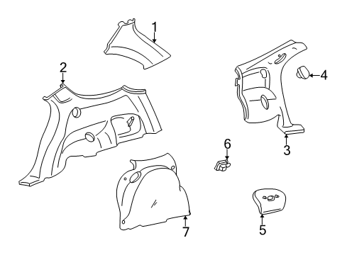 2000 Mercury Sable Trim Assembly - Quarter Diagram for 3F1Z-7431012-BAA