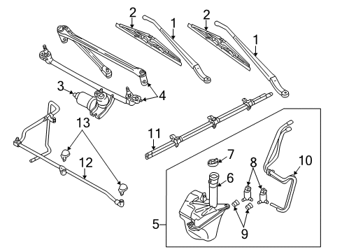 2005 Mercury Mariner Windshield - Wiper & Washer Components Diagram