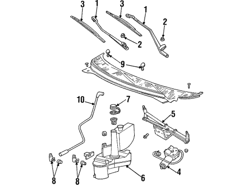 2003 Ford Windstar Windshield - Wiper & Washer Components Diagram