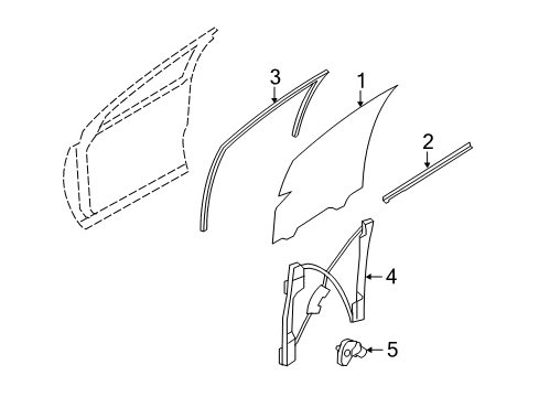 2007 Lincoln MKX Front Door - Glass & Hardware Diagram