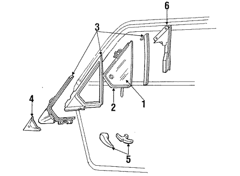 1985 Ford Escort Front Door Glass & Hardware Diagram