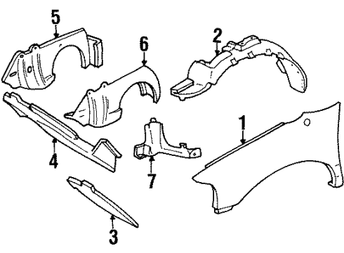 1999 Mercury Villager Fender Assembly - Front Diagram for XF5Z-16005-AA