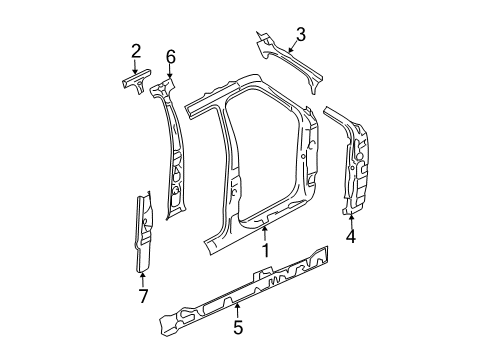 2004 Lincoln Navigator Center Pillar, Hinge Pillar, Rocker, Uniside Diagram