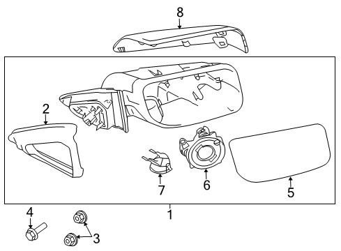 2012 Lincoln MKS Mirror Assembly - Rear View Outer Diagram for CA5Z-17682-B