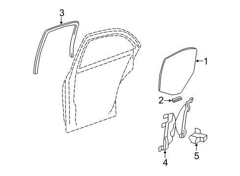 2008 Ford Taurus Glass - Rear Door Diagram for 6G1Z-5425713-AA