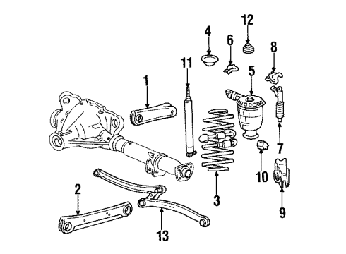 2000 Ford Crown Victoria Rear Suspension Components, Lower Control Arm, Upper Control Arm, Ride Control, Stabilizer Bar Diagram